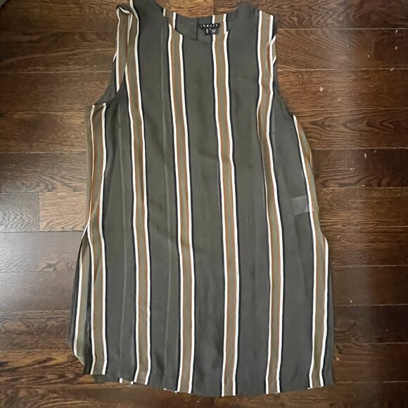 Theory Pinga Tunic Top Blouse 100% Sheer Silk Striped Sleeveless-MED - Picture 1 of 11